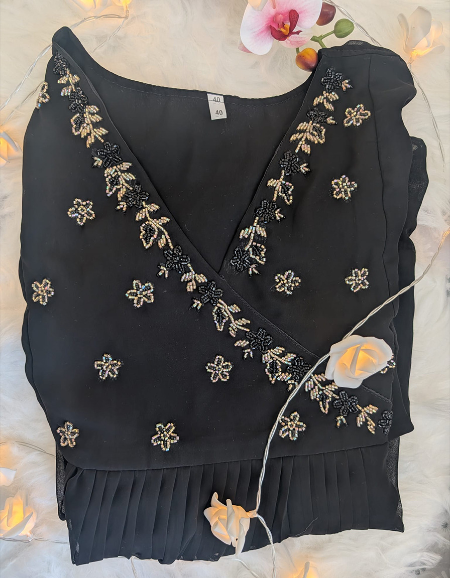 Georget black coloured hand work kurty